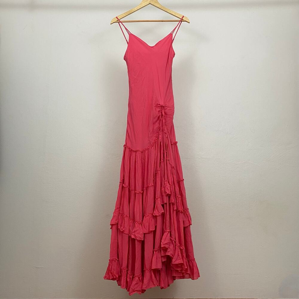 Free People Tracks of My Tiers Maxi Dress - Strawberry - Size Medium